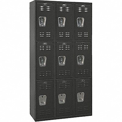 HALLOWELL U32823AME Locker 3x3Locker Black 72 x36 x18 Assm