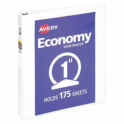 GRAINGER AVE05711 3-Ring Binder 1 White