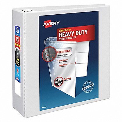 GRAINGER AVE79104 3-Ring Binder 4 White