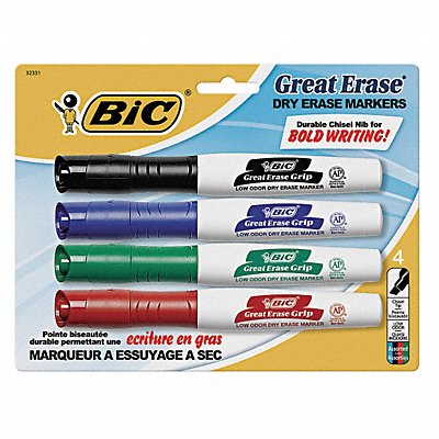 BIC BICGDEMP41ASST Dry Erase Marker Set Chisel PK4