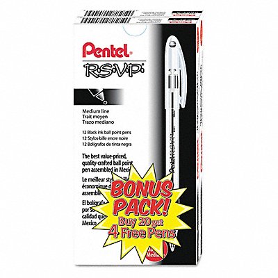 PENTEL PENBK91ASWUS Ballpoint Pens Black PK24