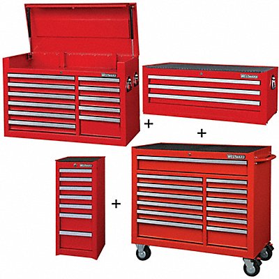 WESTWARD 361LP3 Rolling Cabinet Intermediate Side Red