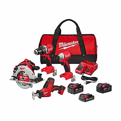 MILWAUKEE 369324CX48111850 M18 4-Tool Combo Kit + M18 5.0 Battery
