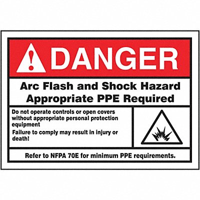 ACCUFORM LELC136 Arc Flash Label 3 1/2 inx5 in Vinyl