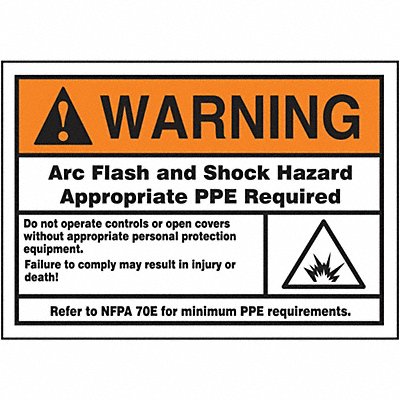 ACCUFORM LELC374 Arc Flash Label 3 1/2 inx5 in Vinyl