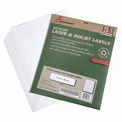 ABILITY ONE 7530020000000 Lser Printr Lbl 15/16 H 3-7/16 W PK25
