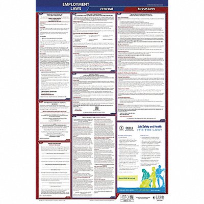 JJ KELLER 300MS1 LaborLaw Poster Fed/STA MS ENG 26inH 1yr