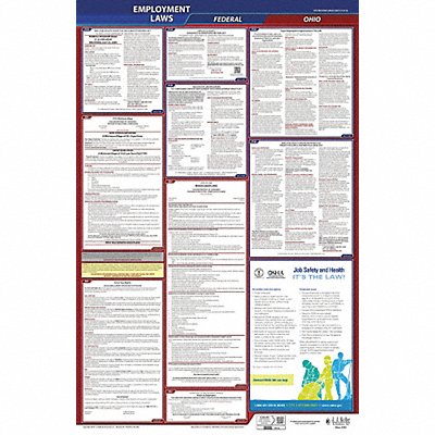 JJ KELLER 300OH1 LaborLaw Poster Fed/STA OH ENG 26inH 1yr