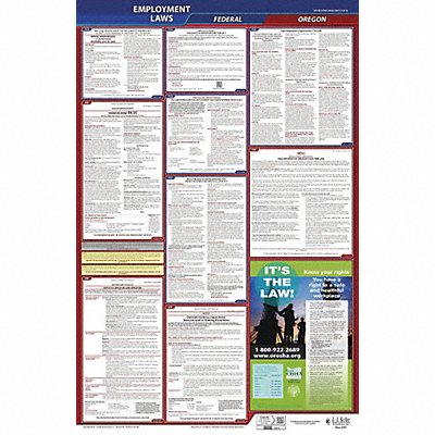 JJ KELLER 300OR LaborLaw Poster Fed/STA OR ENG 40Wx26inH