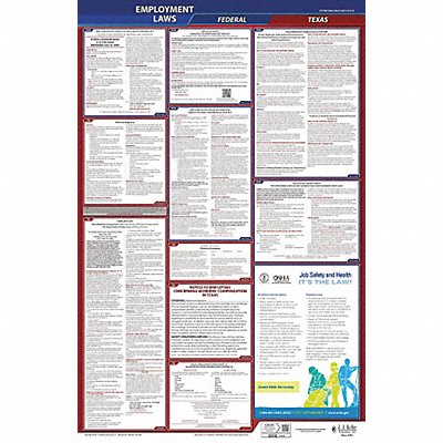 JJ KELLER 300TX LaborLaw Poster Fed/STA TX ENG 40Wx26inH