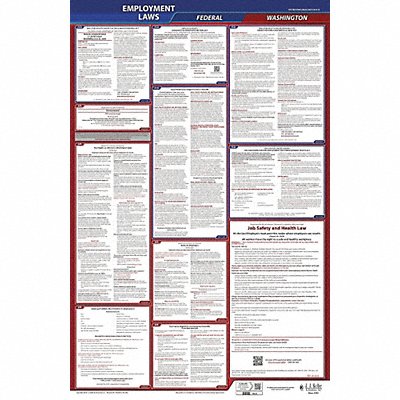JJ KELLER 300WA1 LaborLaw Poster Fed/STA WA ENG 26inH 1yr