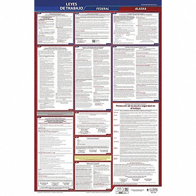 JJ KELLER 400AK1 Labor Law Poster Fed/STA AK SP 26inH 1yr