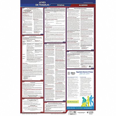 JJ KELLER 400AL1 Labor Law Poster Fed/STA AL SP 26inH 1yr