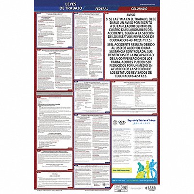 JJ KELLER 400CO1 Labor Law Poster Fed/STA CO SP 26inH 1yr
