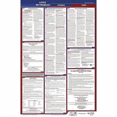 JJ KELLER 400IA3 Labor Law Poster Fed/STA IA SP 26inH 3yr