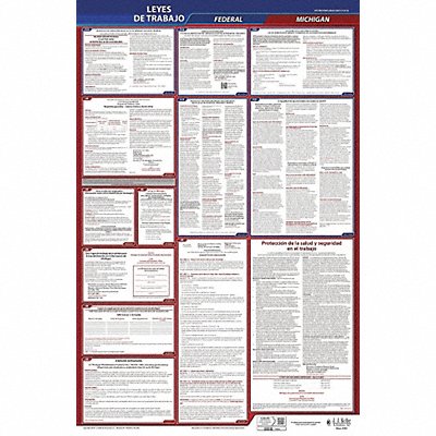 JJ KELLER 400MI1 Labor Law Poster Fed/STA MI SP 26inH 1yr