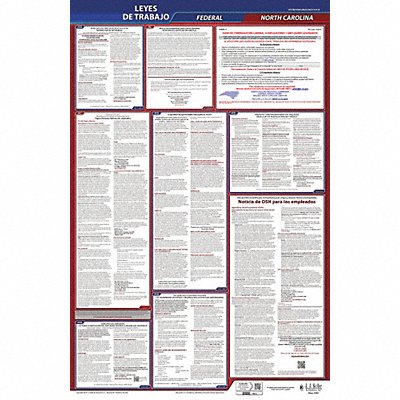 JJ KELLER 400NC Labor Law Poster Fed/STA NC SP 40Wx26inH