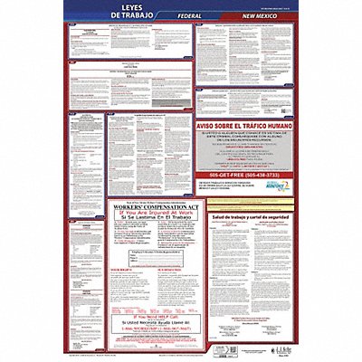 JJ KELLER 400NM3 Labor Law Poster Fed/STA NM SP 26inH 3yr