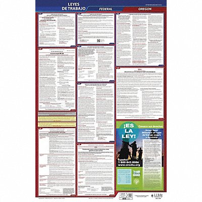 JJ KELLER 400OR1 Labor Law Poster Fed/STA OR SP 26inH 1yr