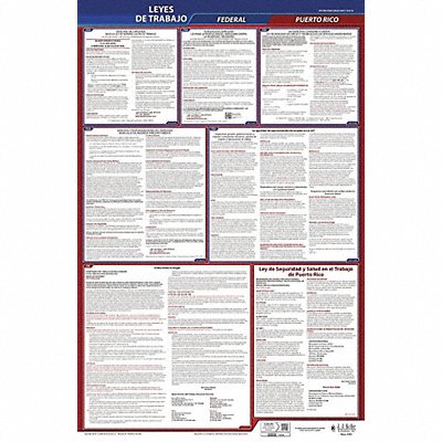 JJ KELLER 400PR3 Labor Law Poster Fed/STA PR SP 26inH 3yr