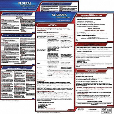 JJ KELLER 100AL3 LaborLaw Poster Fed/STA AL ENG 20inH 3yr