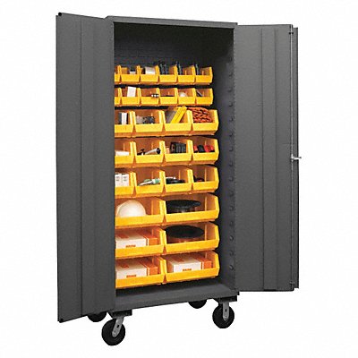 DURHAM MFG 3501MBLP3095 K4876 Bin Cabinet 80 x36 x24 Grey 30YellowBns
