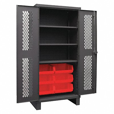 DURHAM MFG HDCV366B3S1795 K4952 Bin Cabinet 78 x36 x24 Grey 6RedBns