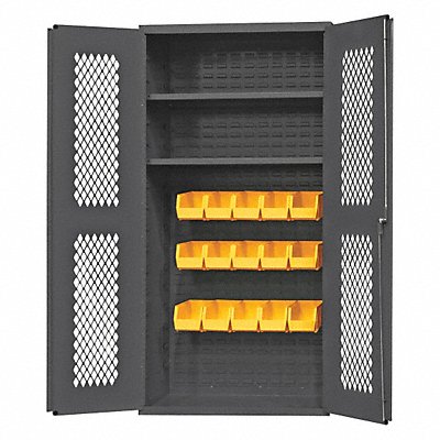 DURHAM MFG EMDC36242S15B95 K4950 Bin Cabinet 72 x36 x24 Grey 15YellowBns