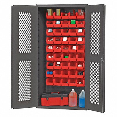 DURHAM MFG EMDC361845B1795 K4943 Bin Cabinet 72 x36 x18 Grey 45RedBns
