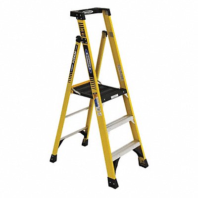 WERNER PD7303 Podium Stepladder 3 ft Fiberglass 375 lb