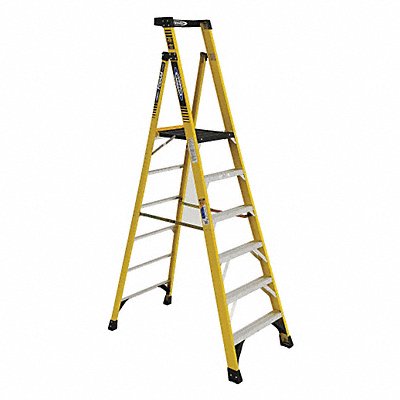 WERNER PD7306 Podium Stepladder 6 ft Fiberglass 375 lb