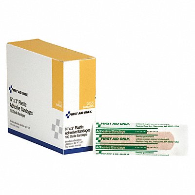 FIRST AID ONLY G155 Strip Bandages 3/4 x3 Plastic PK100