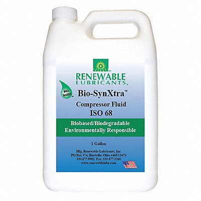 RENEWABLE LUBRICANTS 87953 Compressor Oil 1 gal Bottle 68 ISO Grade