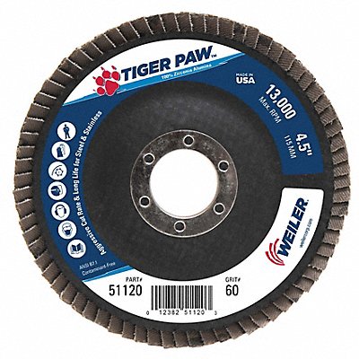 WEILER 51120V Flap Disc 60 Grit 7/8 in.