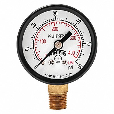WINTERS PEM1301LF J1377 Gauge Pressure 1-1/2in. 0 to 60 psi