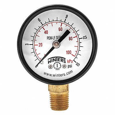 WINTERS PEM136LF J1379 Gauge Pressure 2in. 0 to 15 psi