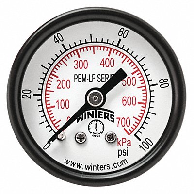 WINTERS PEM1420LF Gauge Pressure 1-1/2in. 0 to 100 psi