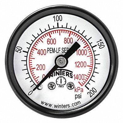 WINTERS PEM1422LF Gauge Pressure 1-1/2in. 0 to 200 psi