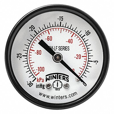 WINTERS PEM1424LF Gauge Pressure 2in. 30in. Hg Vac to 0