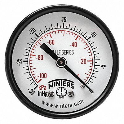 WINTERS PEM1428LF Gauge Pressure 2in. 30in. Hg Vac to 0
