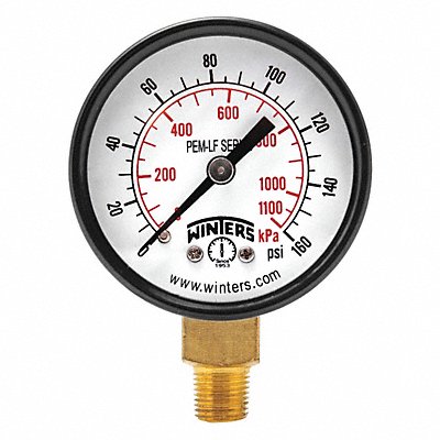WINTERS PEM197LF J1378 Gauge Pressure 2in. 0 to 160 psi