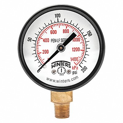 WINTERS PEM209LF J1378 Gauge Pressure 2in. 0 to 200 psi