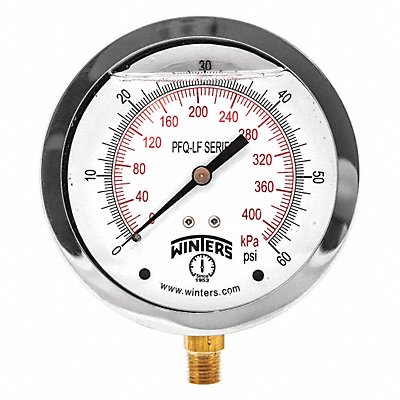 WINTERS PFQ710LF J1383 Gauge Pressure 4in. 0 to 60 psi