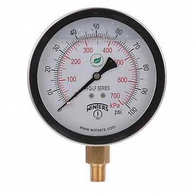 WINTERS PFQ711LF J1383 Gauge Pressure 4in. 0 to 100 psi