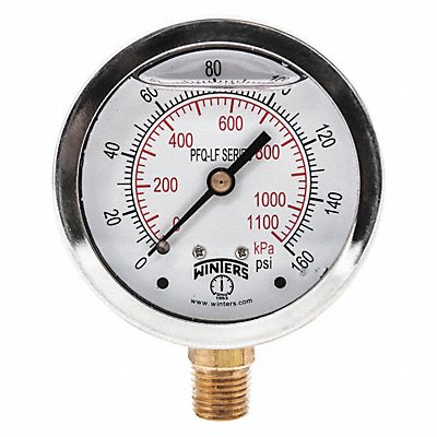 WINTERS PFQ712LF J1383 Gauge Pressure 4in. 0 to 160 psi
