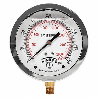 WINTERS PFQ715LF J1383 Gauge Pressure 4in. 0 to 400 psi