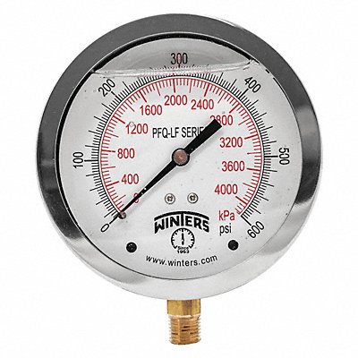 WINTERS PFQ716LF J1383 Gauge Pressure 4in. 0 to 600 psi