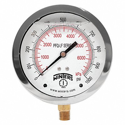 WINTERS PFQ724LF J1383 Gauge Pressure 4in. 0 to 1000 psi