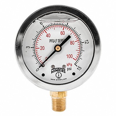 WINTERS PFQ800LF J1382 Gauge Pressure 2-1/2in. 0 to 15 psi