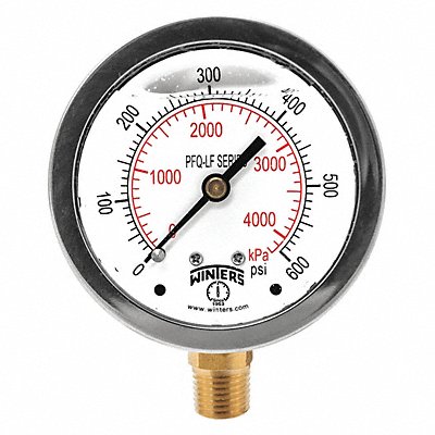 WINTERS PFQ808LF J1382 Gauge Pressure 2-1/2in. 0 to 600 psi